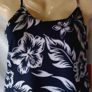 Women's Navy & White Tropical Print Sundress Size Medium NWT